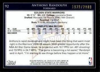 2009-10 Topps - Gold #92 Anthony Randolph Back