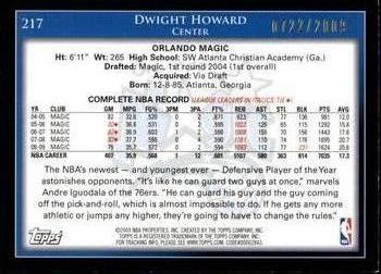 2009-10 Topps - Gold #217 Dwight Howard Back
