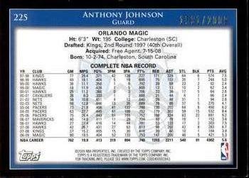 2009-10 Topps - Gold #225 Anthony Johnson Back