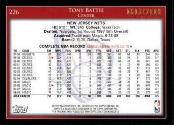 2009-10 Topps - Gold #226 Tony Battie Back