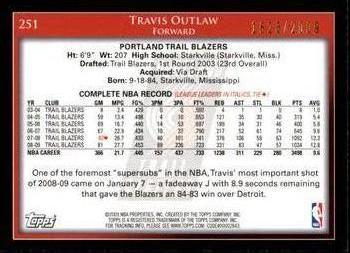 2009-10 Topps - Gold #251 Travis Outlaw Back