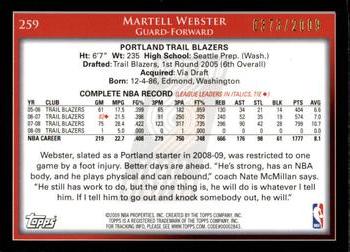 2009-10 Topps - Gold #259 Martell Webster Back