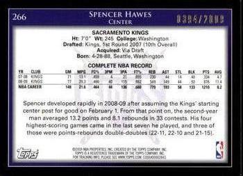 2009-10 Topps - Gold #266 Spencer Hawes Back