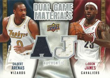 2009-10 Upper Deck - Dual Game Materials #DG-AJ Gilbert Arenas / LeBron James Front