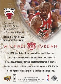 2009-10 Upper Deck Michael Jordan Legacy Collection #30 Michael Jordan Back