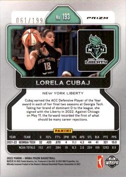 2022 Panini Prizm WNBA - Red #193 Lorela Cubaj Back