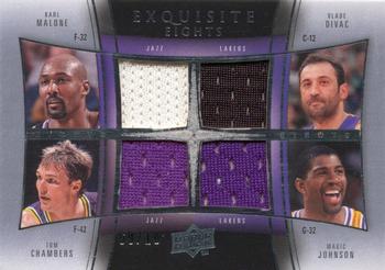 2009-10 Upper Deck Exquisite Collection - Eights #90WEST Karl Malone / Jeff Hornacek / James Worthy / Vlade Divac / Tom Chambers / Magic Johnson / Michael Cooper / John Stockton Front