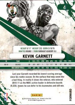 2010-11 Panini Rookies & Stars Longevity #4 Kevin Garnett  Back