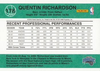 2010-11 Donruss #178 Quentin Richardson  Back