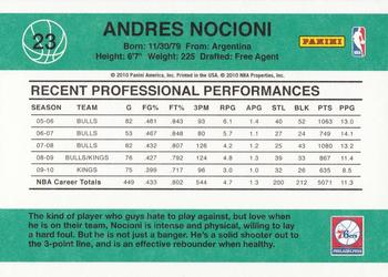 2010-11 Donruss #23 Andres Nocioni  Back