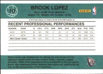 2010-11 Donruss #10 Brook Lopez  Back