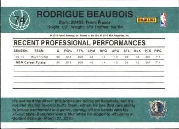 2010-11 Donruss #74 Rodrigue Beaubois  Back
