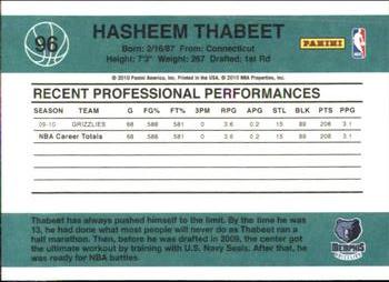 2010-11 Donruss #96 Hasheem Thabeet  Back