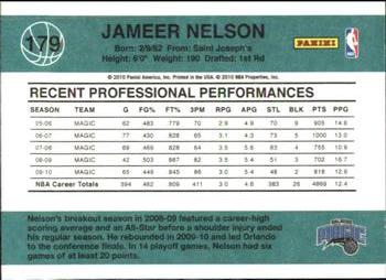 2010-11 Donruss #179 Jameer Nelson  Back
