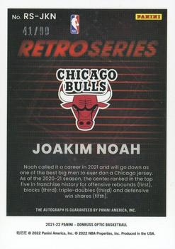 2021-22 Donruss Optic - Retro Series Signatures #RS-JKN Joakim Noah Back