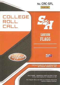 2022 Panini Chronicles Draft Picks - College Roll Call Autographs Red #CRC-SFL Savion Flagg Back
