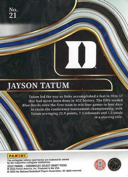 2022 Panini Chronicles Draft Picks - Select #21 Jayson Tatum Back