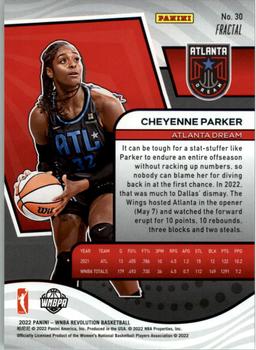 2022 Panini Revolution WNBA - Fractal #30 Cheyenne Parker Back
