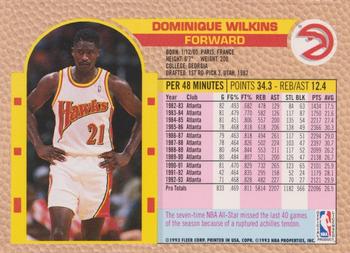 1992-93 Fleer NBA Giant Stars Golden Magazine Perforated #NNO Dominique Wilkins Back