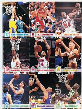 1993-94 Hoops - Promotional Panel 3 #7/23/25/73/129/140/150/169/207 Uncut Sheet Front