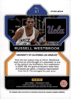 2022 Panini Prizm Draft Picks - Choice Blue Yellow and Green #41 Russell Westbrook Back