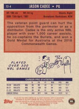 2022-23 Topps NBL - 1972 Topps Basketball #72-4 Jason Cadee Back