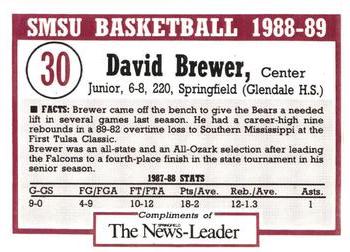 1988-89 Southwest Missouri State Bears #NNO David Brewer Back