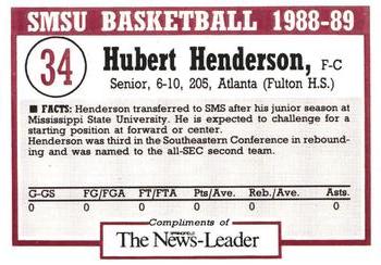 1988-89 Southwest Missouri State Bears #NNO Hubert Henderson Back
