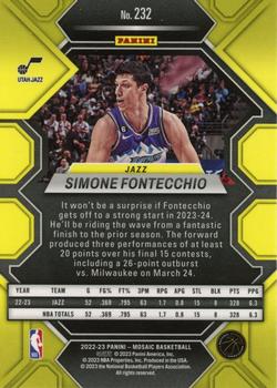 2022-23 Panini Mosaic #232 Simone Fontecchio Back