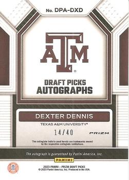 2023 Panini Prizm Draft Picks - Draft Picks Autographs Choice Red #DPA-DXD Dexter Dennis Back