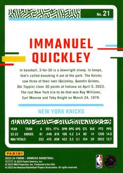 2023-24 Donruss #21 Immanuel Quickley Back