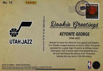 2023-24 Hoops Winter - Rookie Greetings #14 Keyonte George Back
