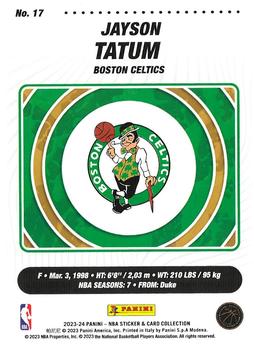 2023-24 Panini Sticker & Card Collection - Cards #17 Jayson Tatum Back