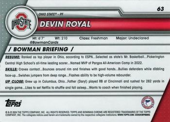 2023-24 Bowman University Chrome #63 Devin Royal Back