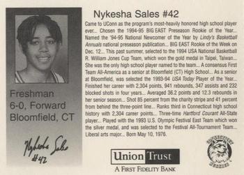 1994-95 Connecticut Huskies Women #NNO Nykesha Sales Back