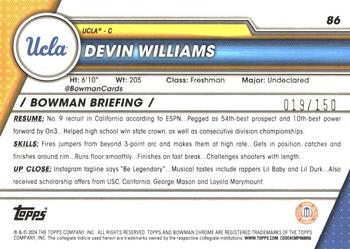 2023-24 Bowman University Chrome - Fuchsia Mini-Diamond Refractor #86 Devin Williams Back