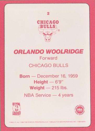 1985 Star Super Teams Chicago Bulls #2 Orlando Woolridge Back