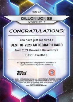 2023-24 Bowman Best University - Best of 2023 Autographs Geometric Red Refractor #B23-DJ Dillon Jones Back