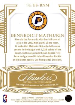 2022-23 Panini Flawless - Excellence Signatures Amethyst #ES-BNM Bennedict Mathurin Back
