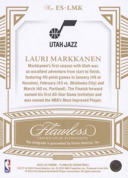 2022-23 Panini Flawless - Excellence Signatures Gold #ES-LMK Lauri Markkanen Back