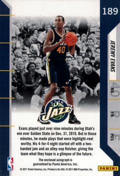 2010-11 Playoff Contenders Patches #189 Jeremy Evans Back