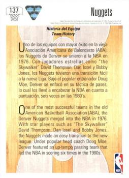 1991-92 Upper Deck Spanish #137 Denver Nuggets Team History Back