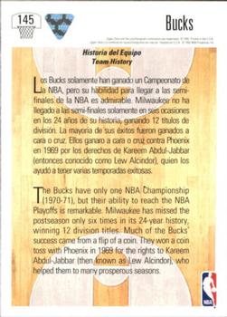 1991-92 Upper Deck Spanish #145 Milwaukee Bucks Team History Back
