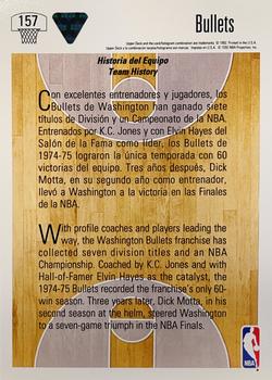 1991-92 Upper Deck Spanish #157 Washington Bullets Team History Back