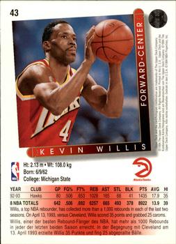 1993-94 Upper Deck German #43 Kevin Willis Back