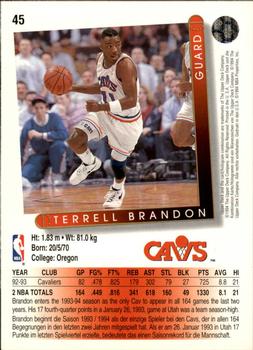 1993-94 Upper Deck German #45 Terrell Brandon Back