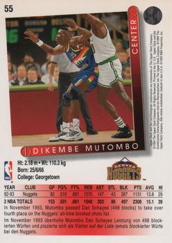 1993-94 Upper Deck German #55 Dikembe Mutombo Back