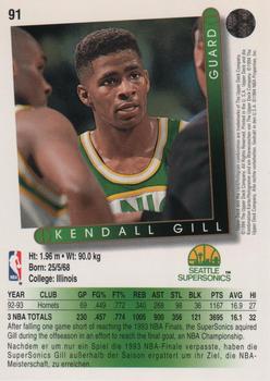 1993-94 Upper Deck German #91 Kendall Gill Back