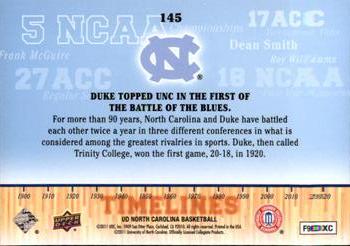2010-11 Upper Deck North Carolina Tar Heels #145 UNC vs. Duke Back
