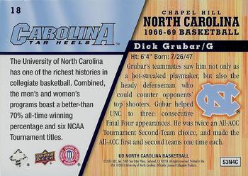 2010-11 Upper Deck North Carolina Tar Heels #18 Dick Grubar Back